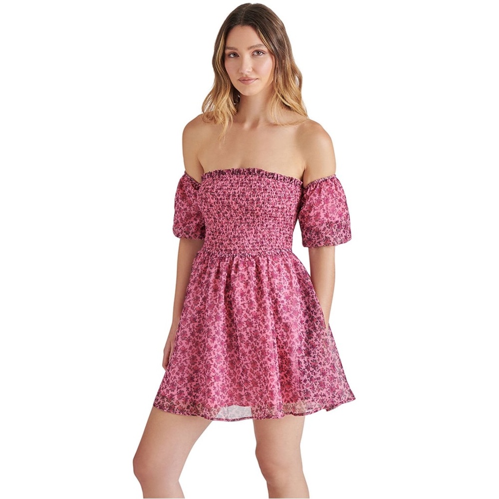 Betsey Johnson Dress Women’s Size Large Pink Dress Babydoll Smocked Floral NWT